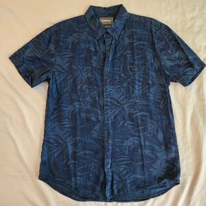Bonobos Men's Slim Fit Polo 100% Cotton Washed Blue Palm Print